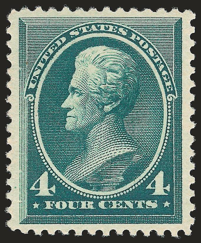 4c Blue Green (211).> Original gum, lightly hinged, unusually nice margins and centering, lovely strong color, Extremely Fine, with 2008 P.S.E. certificate (XF 90 SMQ $780.00)