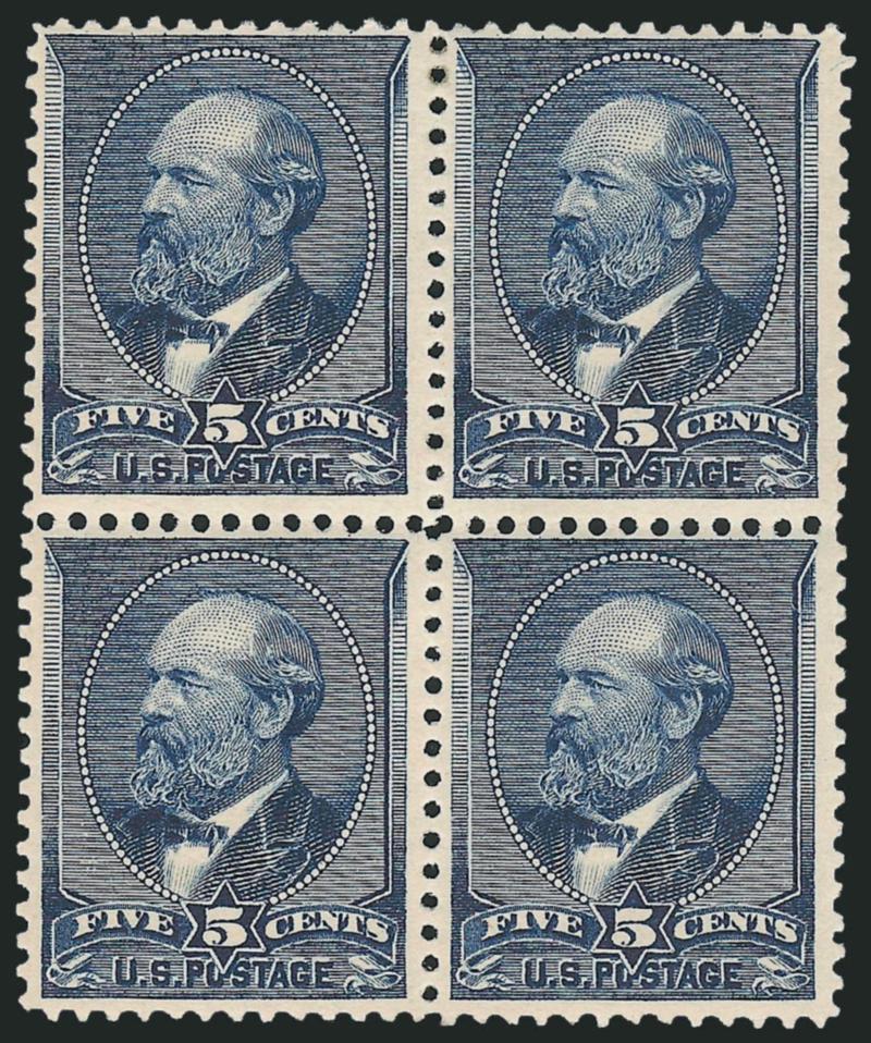 5c Indigo (216).> Block of four, original gum, deep shade, fresh and Fine-Very Fine