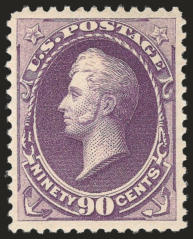 90c Purple (218).> Original gum, lightly hinged, choice well-balanced margins, lovely color on bright paper, Extremely Fine, with 2008 P.S.E. certificate (XF 90 SMQ $2,300.00)