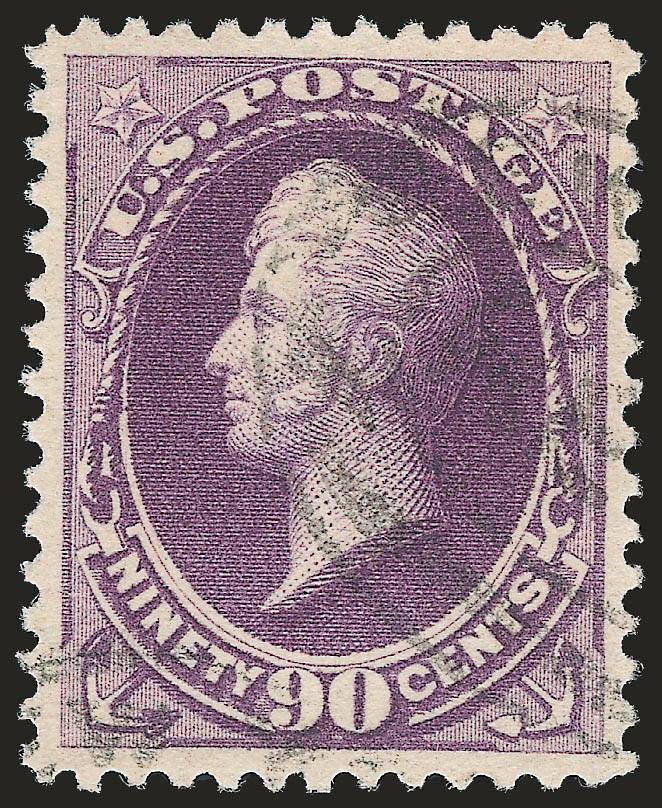 90c Purple (218).> Essentially perfectly centered, deep rich color, light registry oval cancel, Extremely Fine, with 2008 P.S.E. certificate (XF 90 SMQ $680.00)