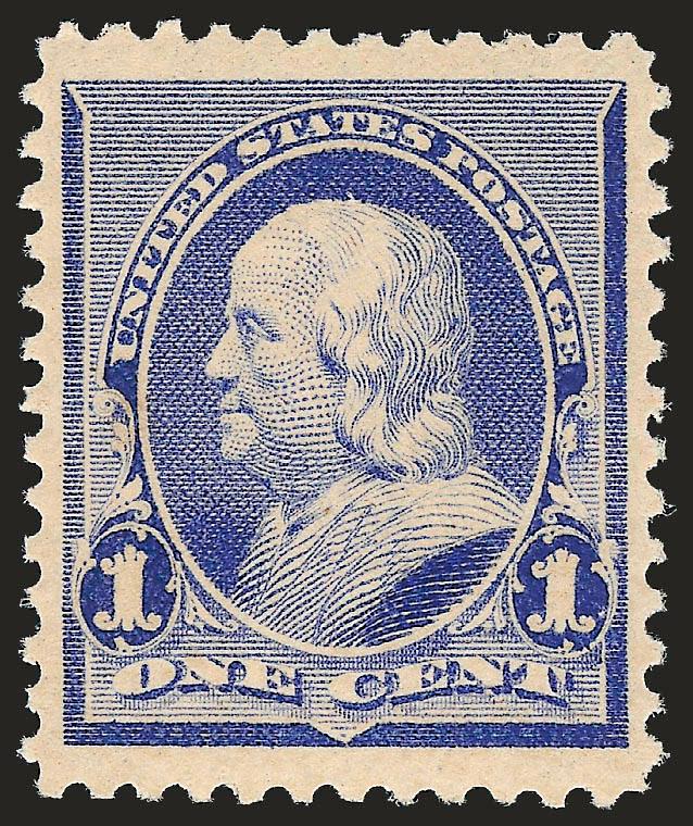 1c Dull Blue (219).> Mint N.H., bright color, huge margins, Extremely Fine Gem, with 2002 P.F. certificate