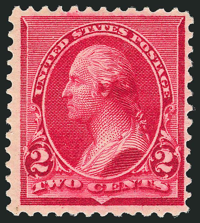 2c Carmine, Cap on Both 2s (220c).> Original gum, brilliant color, fresh and Fine example of this desirable variety