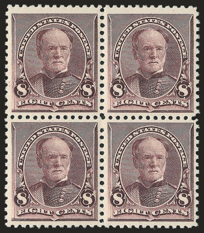 8c Lilac (225).> Mint N.H. block of four, attractive margins, fresh and Fine-Very Fine