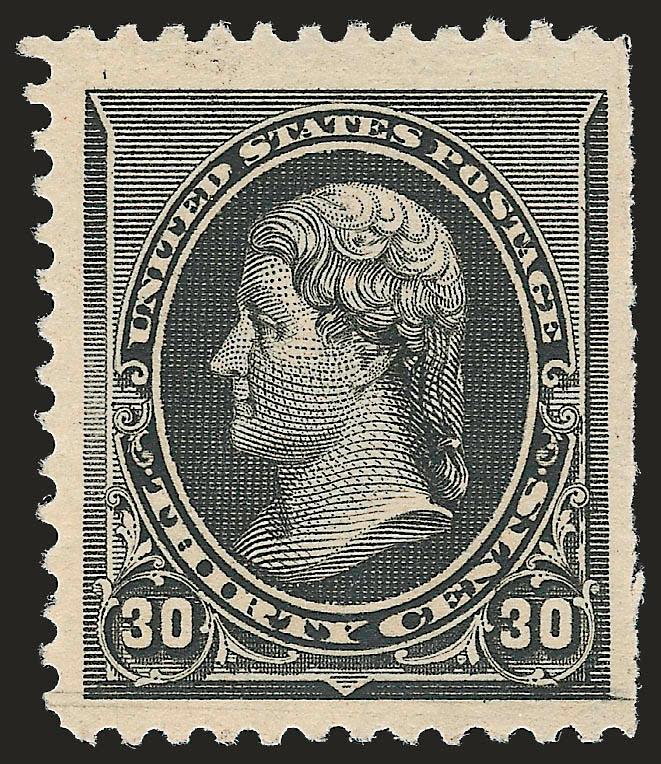 30c Black (228).> Original gum, barest trace of hinging, incredibly wide margins with natural s.e. at right, Extremely Fine, with 1992 P.F. certificate