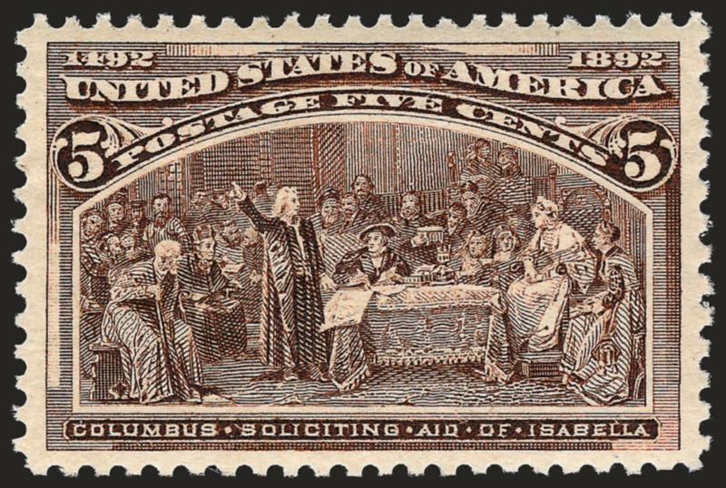 5c Columbian (234).> Mint N.H., beautiful balanced margins, strong color and wonderful impression, Extremely Fine Gem, with 2002 P.F. certificate