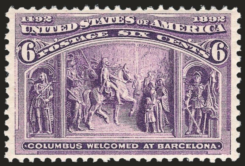6c Columbian (235).> Mint N.H., perfectly centered, bright color, Extremely Fine, with 2001 P.F. certificate