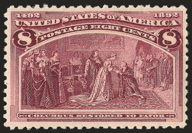 8c Columbian (236).> Mint N.H., attractive balanced margins, fresh color, Very Fine and choice, with 2008 P.S.E. certificate (VF-XF 85 SMQ $340.00)
