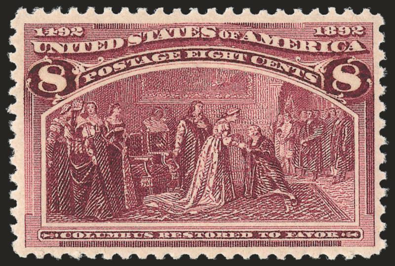 8c Columbian (236).> Mint N.H., well-centered, gorgeous color, Very Fine and choice, with 2002 P.S.E. certificate