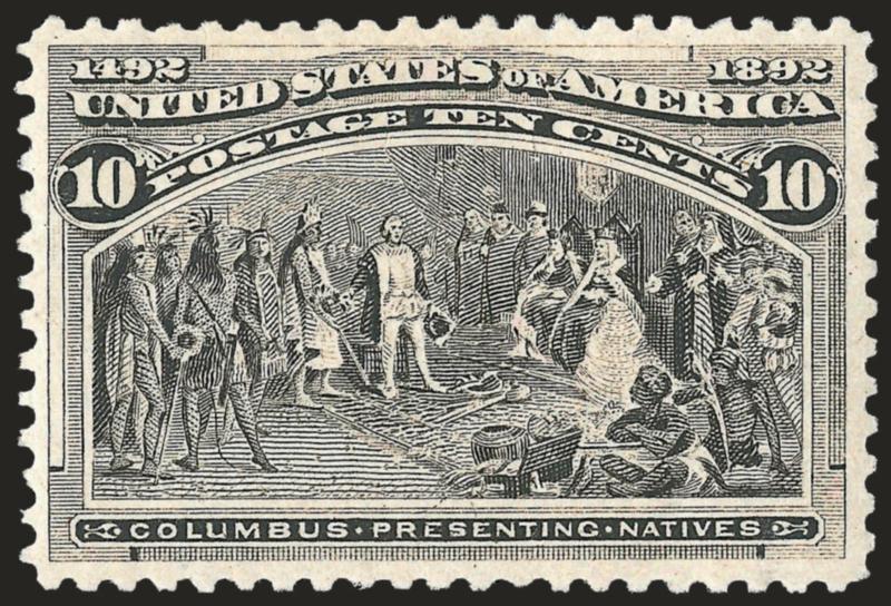 10c Columbian (237).> Mint N.H., attractively centered, Black shade, Very Fine and choice, with 2003 P.F. certificate