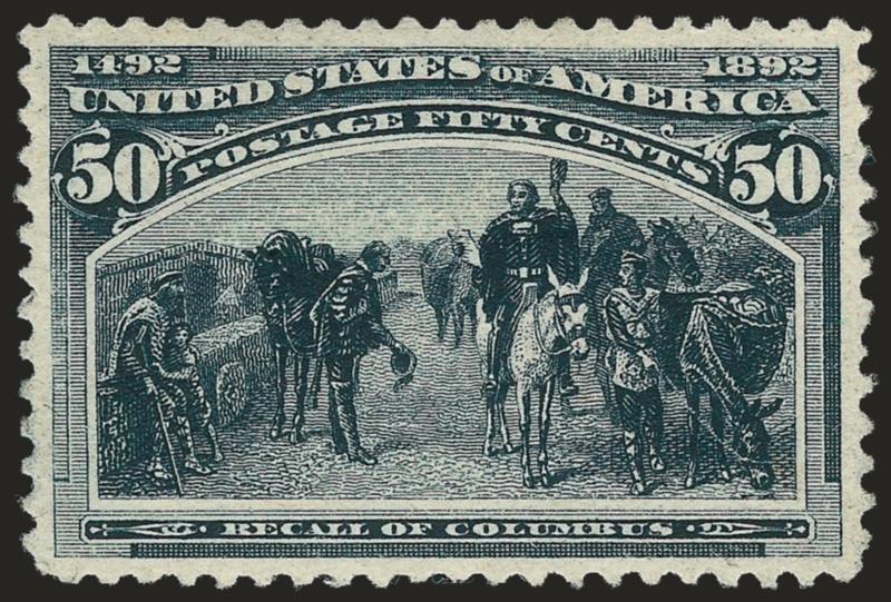 50c Columbian (240).> Original gum, attractively centered, Very Fine and choice, with 2008 P.F. certificate (VF-XF 85 SMQ $780.00)