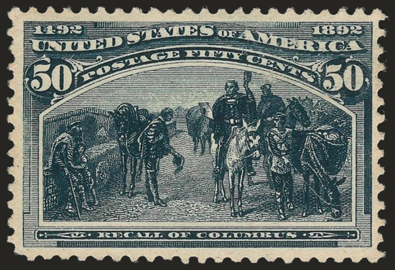 50c Columbian (240).> Original gum, lightly hinged, strong color and fine impression, Very Fine and choice, with 2008 P.S.E. certificate