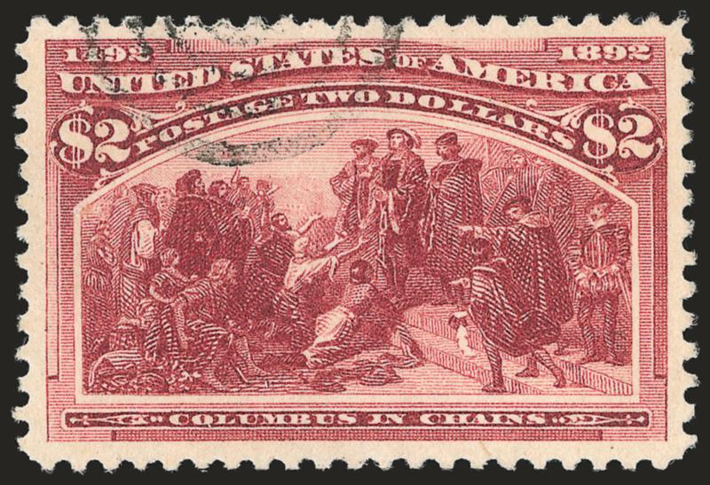$2.00 Columbian (242).> Almost perfectly centered, neat vignette-free strike of target cancel, Extremely Fine, scarce in such superb used condition, with 2003 P.F. certificate