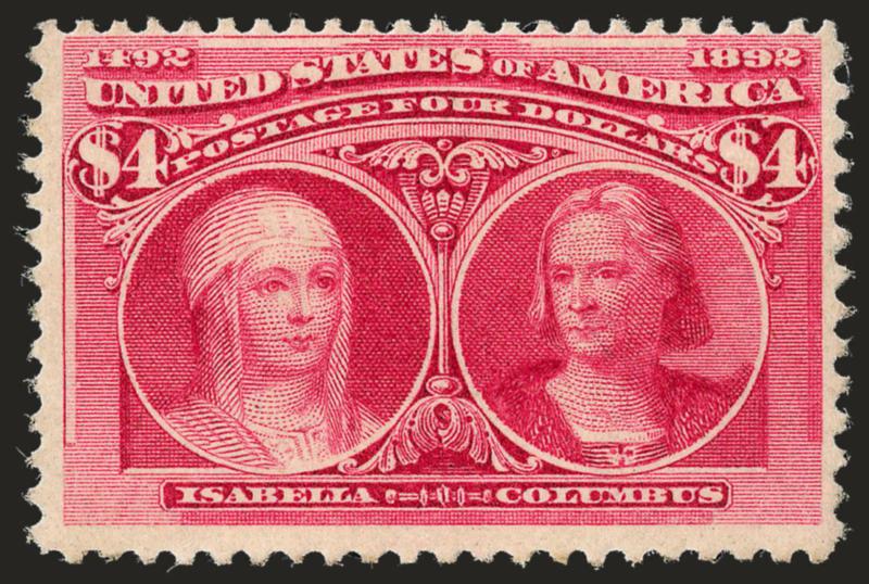 $4.00 Columbian (244).> Unused (regummed), rich color, suggestion of tiny thin spot, Fine appearance