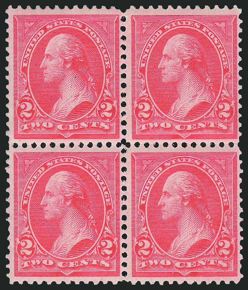 2c Carmine, Ty. II (251).> Block of four, original gum, faintly hinged (appears N.H.), Fine, the Scott value for a block is incorrect (less than four singles, which is quoted here)