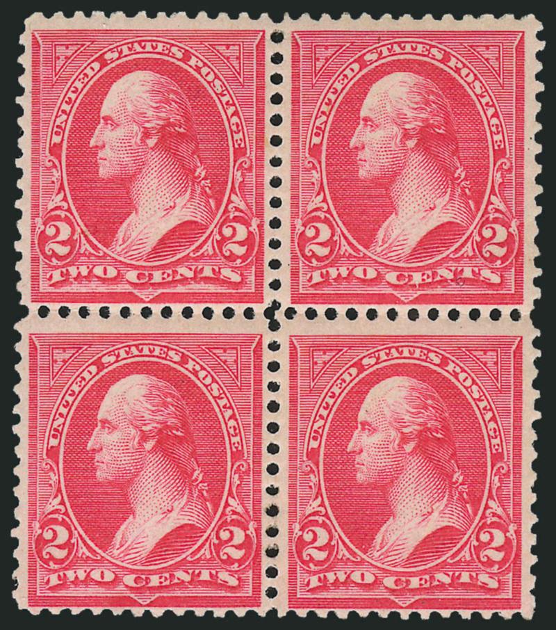 2c Carmine, Ty. III (252).> Block of four, original gum, deep shade, Fine