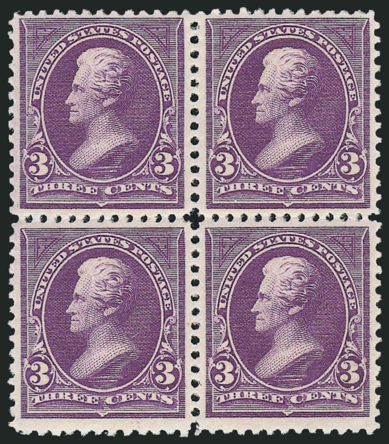 3c Purple (253).> Block of four, original gum, lightly hinged, rich color, fresh and Fine-Very Fine