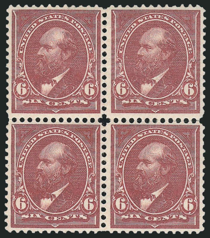 6c Dull Brown (256).> Block of four, original gum, some rejoined perfs, Fine-Very Fine