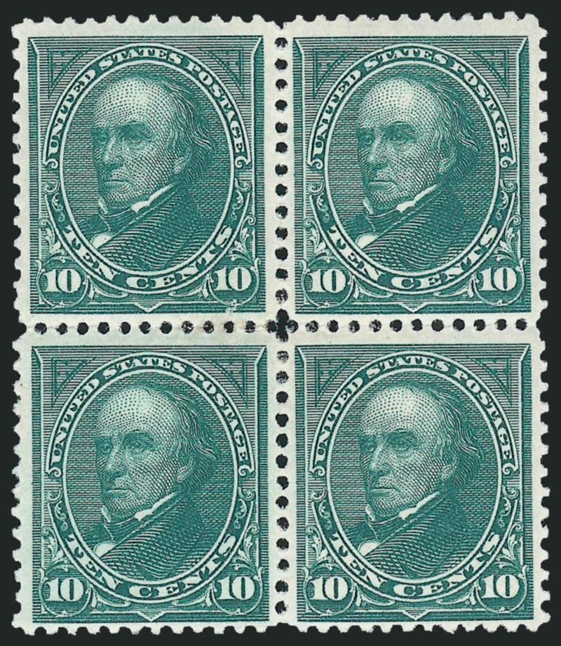 10c Dark Green (258).> Block of four, original gum, lightly hinged, beautiful color and impression, Fine-Very Fine