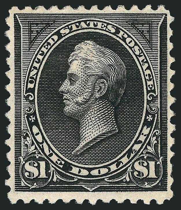 $1.00 Black, Ty. II (261A).> Original gum, lightly hinged, intense shade and impression, faint natural gum bend, Fine, purple backstamp