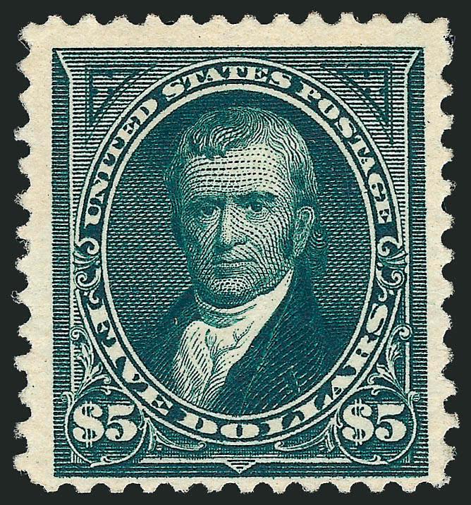 $5.00 Dark Green (263).> Original gum, lightly hinged, deep rich color on bright paper, three wide margins, fresh and Fine