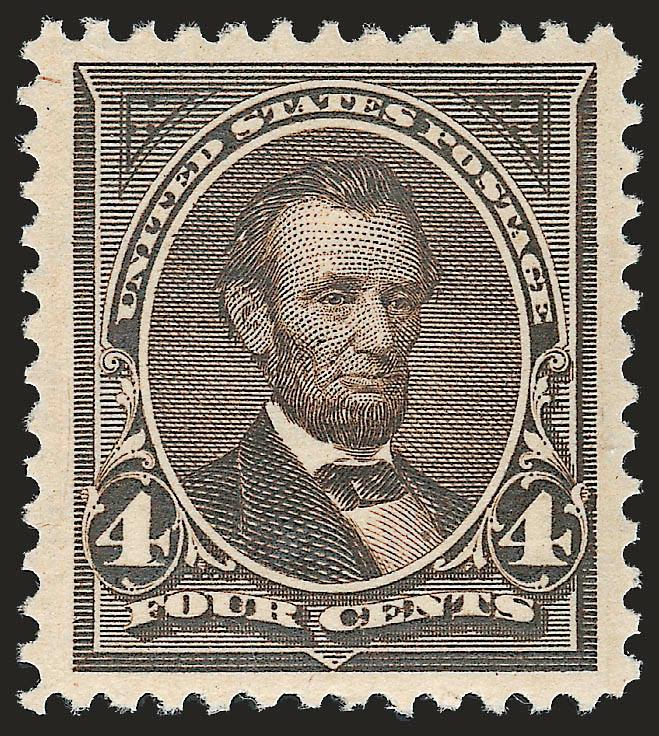 4c Dark Brown (269).> Original gum, lightly hinged, impressive huge Jumbo margins and exceptional centering, Extremely Fine, with 2008 P.S.E. certificate (XF 90 Jumbo SMQ $105.00 as 90, $220.00 as 95)