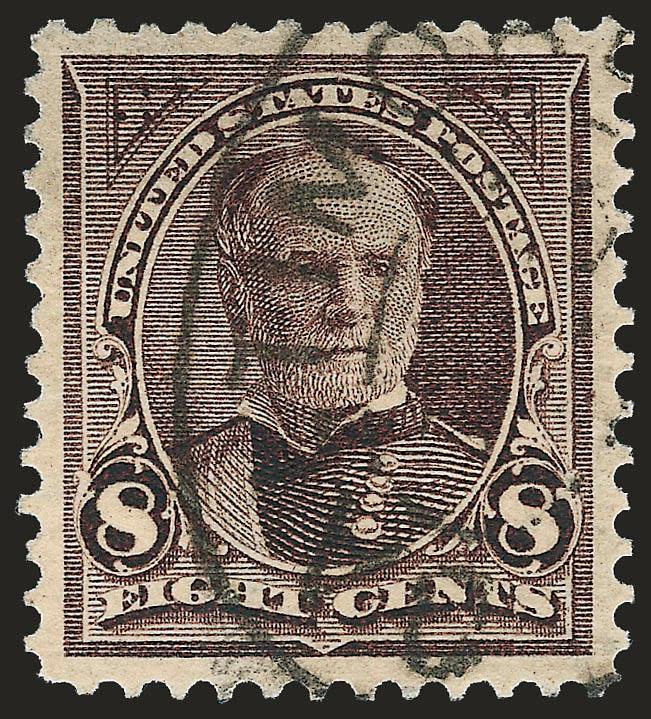 8c Violet Brown (272).> Incredibly wide even margins, neat Baltimore oval cancel, Extremely Fine Gem, used Bureau Issues with wide margins and choice centering are hard to find, with 2008 P.S.E. certificate
(Superb 98 SMQ $475.00)