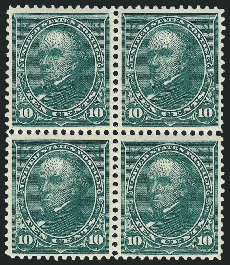 10c Dark Green (273).> Block of four, original gum, deep rich color, fresh and Very Fine, a lovely block