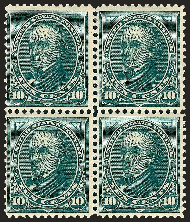 10c Dark Green (273).> Block of four, original gum, top pair lightly hinged, bottom pair Mint N.H., beautiful color, Fine block