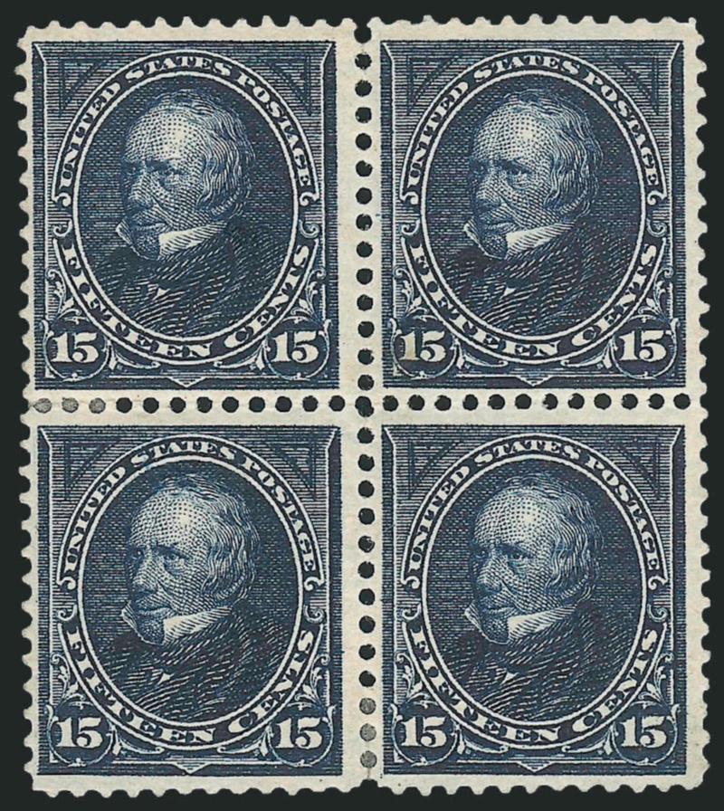 15c Dark Blue (274).> Block of four, original gum, small h.r., intense shade on bright paper, Fine