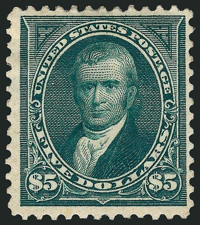 $5.00 Dark Green (278).> Original gum, rich color, tiny thin speck, reperfed at right, Fine appearance