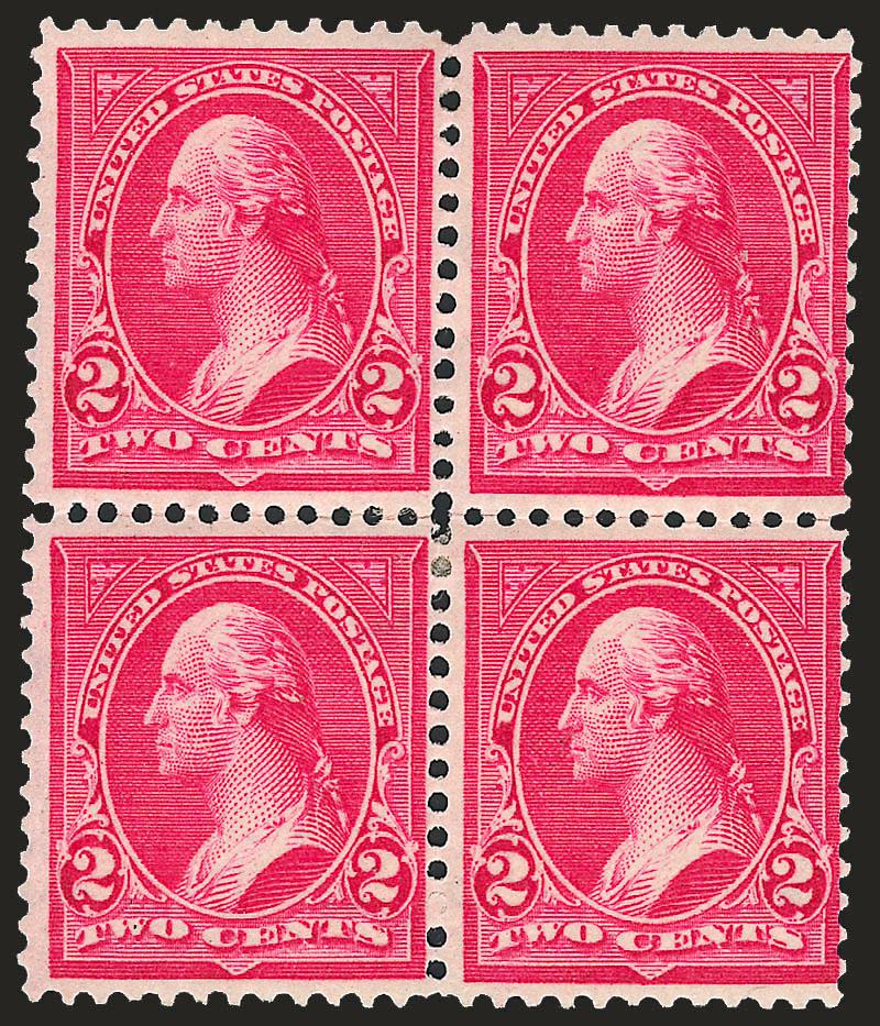 2c Rose Carmine, Ty. IV (279Bc).> Block of four, original gum, magnificent true Rose Carmine shade, Fine block, scarce, with 2007 P.S.E. certificate