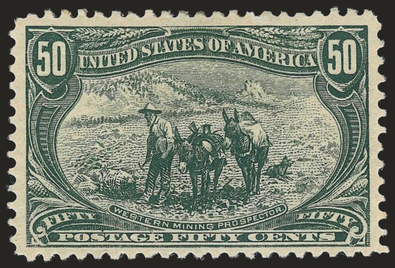 50c Trans-Mississippi (291).> Original gum, lightly hinged, attractive margins and marvelous intense color, Very Fine and choice, with 2008 P.F. certificate (VF-XF 85 SMQ $950.00)