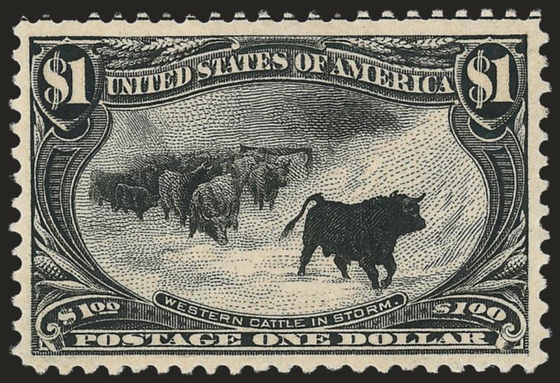 $1.00 Trans-Mississippi (292).> Original gum, barely hinged, well-centered, strong color on fresh paper, Very Fine and choice, with 2008 P.F. certificate (VF-XF 85 SMQ $1,600.00)