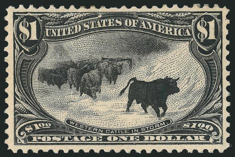 $1.00 Trans-Mississippi (292).> Original gum with slight gum loss from hinge removal, intense shade and proof-like impression, fresh and Very Fine