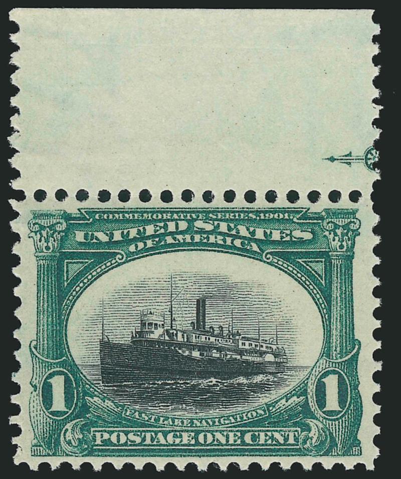 1c Pan-American (294).> Mint N.H. with <top selvage,> perfectly centered, Extremely Fine, with 2006 P.S.E. certificate (XF 90 SMQ $140.00)