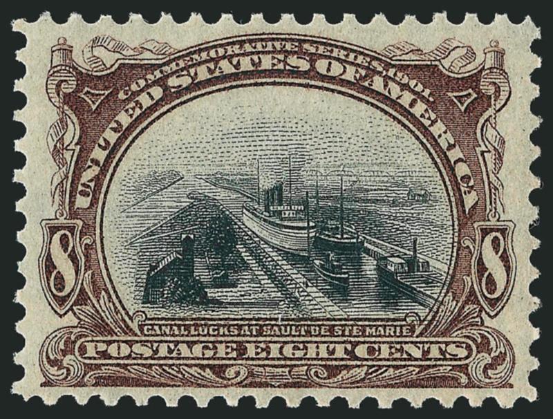 8c Pan-American (298).> Mint N.H., intense colors and proof-like impressions, well-proportioned margins, fresh and Extremely Fine, with 2008 P.F. certificate (XF 90 SMQ $620.00)