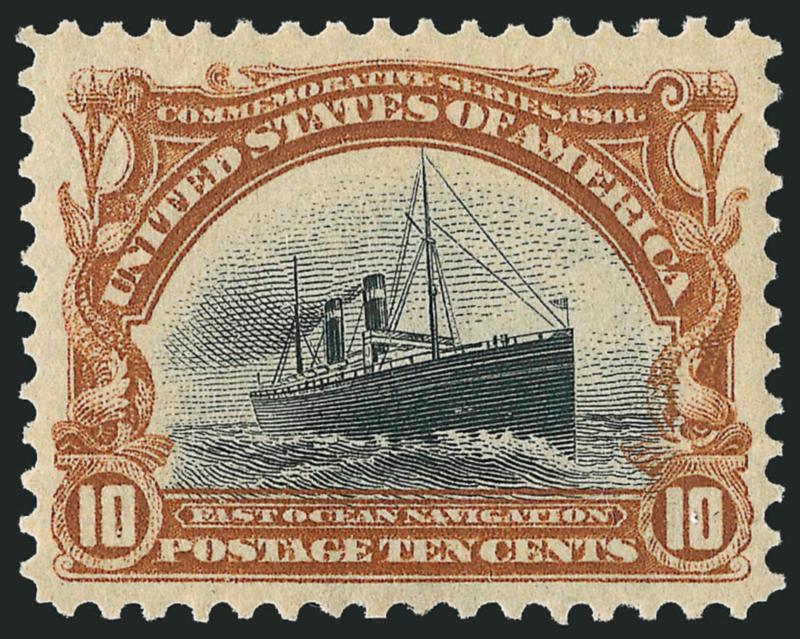 10c Pan-American (299).> Mint N.H., brilliant colors, unusually wide margins, fresh and Extremely Fine, with 2008 P.F. certificate (XF 90 SMQ $800.00)