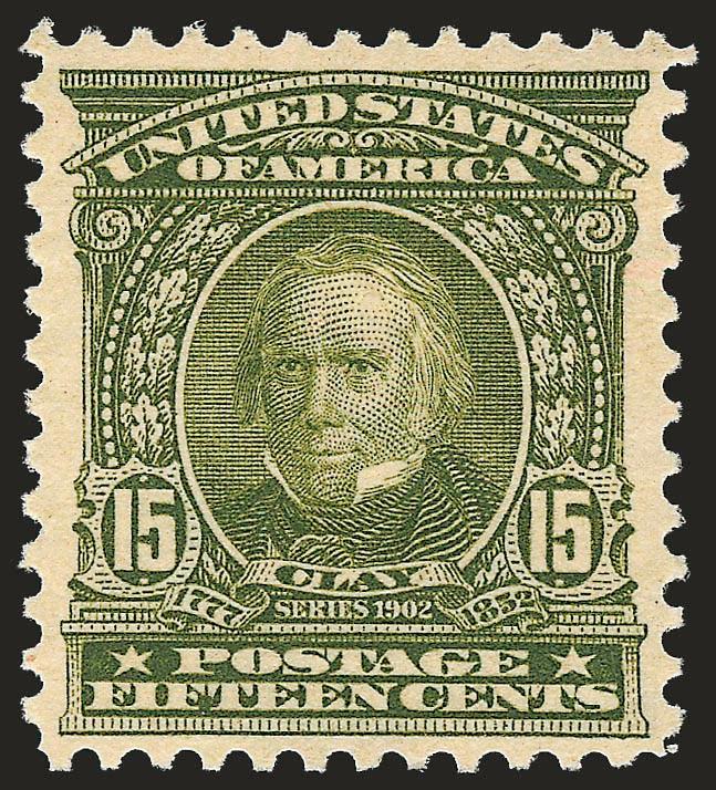 15c Olive Green (309).> Mint N.H., vivid color, Very Fine, with 2008 P.S.E. certificate for horizontal pair (right stamp)