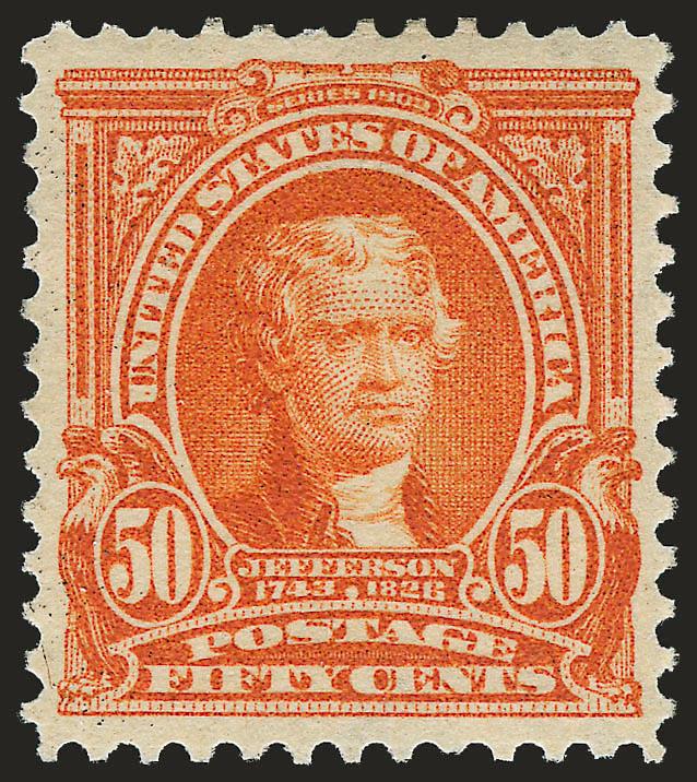 50c Orange (310).> Almost flawless centering with bright vivid color, Extremely Fine, with 2008 P.F. certificate (XF 90 SMQ $960.00)