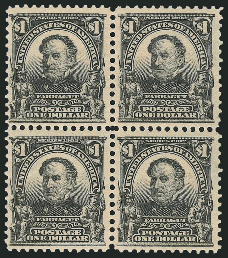 $1.00 Black (311).> Block of four, lightly hinged, deep shade and detailed impression, Very Fine block, with 1979 Friedl certificate