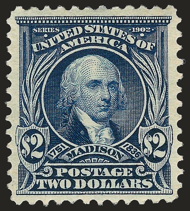 $2.00 Dark Blue (312).> Beautifully centered, strong color, Extremely Fine, with 2008 P.F. certificate (XF 90 SMQ $1,750.00)