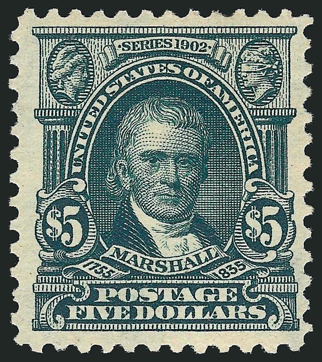 $5.00 Dark Green (313).> Lightly hinged, rich color, proof-like impression, Fine, a pretty stamp