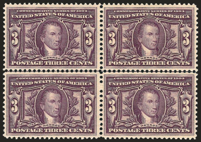 3c Louisiana Purchase (325).> Block of four, top right lightly hinged, other three Mint N.H., top pair natural wrinkle, otherwise Fine-Very Fine