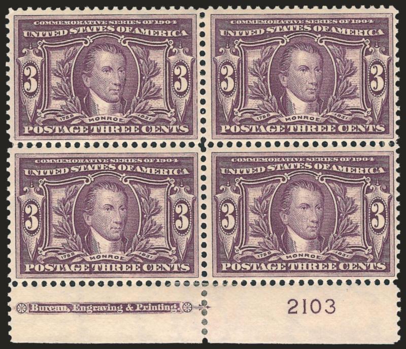 3c Louisiana Purchase (325).> Bottom imprint and plate no. 2103 block of four, h.r., Fine-Very Fine