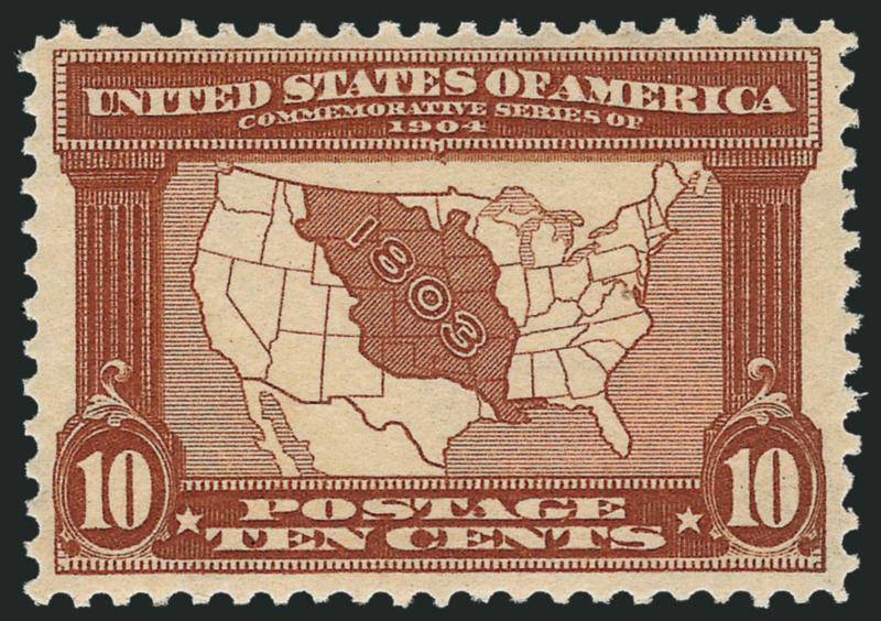 10c Louisiana Purchase (327).> Mint N.H., bright shade, well-proportioned margins, Very Fine and choice, with 2004 P.F. certificate