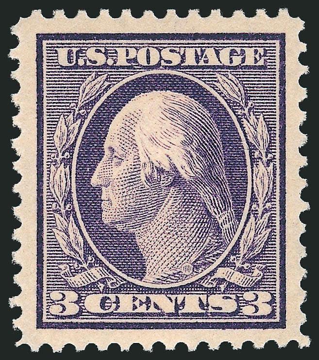 3c Deep Violet (376).> Mint N.H., rich color and detailed impression, gorgeous centering with Jumbo margins, Extremely Fine Gem, with 2008 P.S.E. certificate (XF-Superb 95 Jumbo SMQ $580.00 as 95, $2,100.00 as
98), only six have graded higher to dat