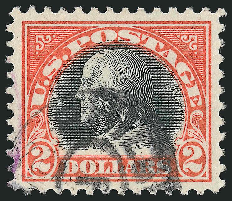 $2.00 Orange Red & Black (523).> Fabulous centering and strong colors, oval registry cancel, Extremely Fine Gem, with 2008 P.S.E. certificate (XF-Superb 95 SMQ $1,000.00)