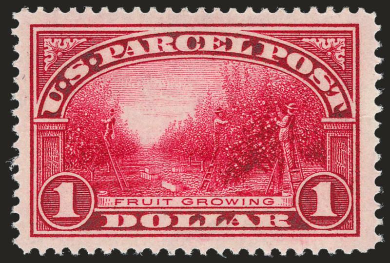$1.00 Parcel Post (Q12).> Mint N.H., intense shade on bright paper, perfectly centered with Jumbo margins<><>^EXTREMELY FINE GEM. A SUPERB MINT NEVER-HINGED EXAMPLE OF THE $1.00 PARCEL POST ISSUE.^<><>With 1997
P.F. certificate and 2004 P.S.E. ce
