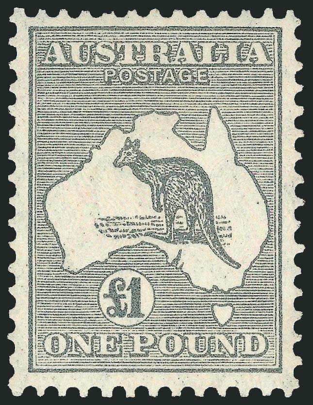 AUSTRALIA, 1935, £1 Gray (128 SG 137).> Barest trace of hinging, incredibly fresh and Very Fine, SG £500