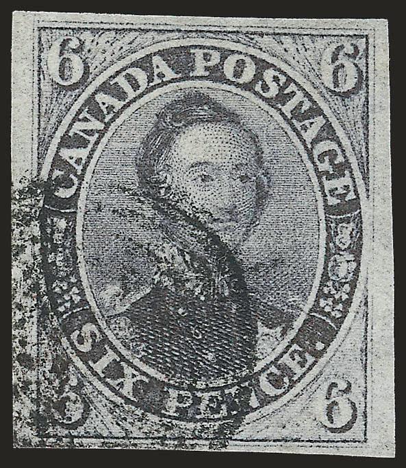 CANADA, 1855, 6p Slate Gray, Wove (5).> Ample to huge margins, excellent color, seven-ring target cancel, Very Fine and choice